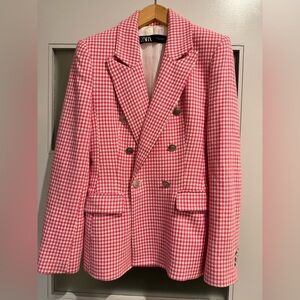 Zara Pink and White Blazer